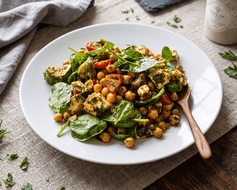 Salade de courgettes et pois chiches grillés