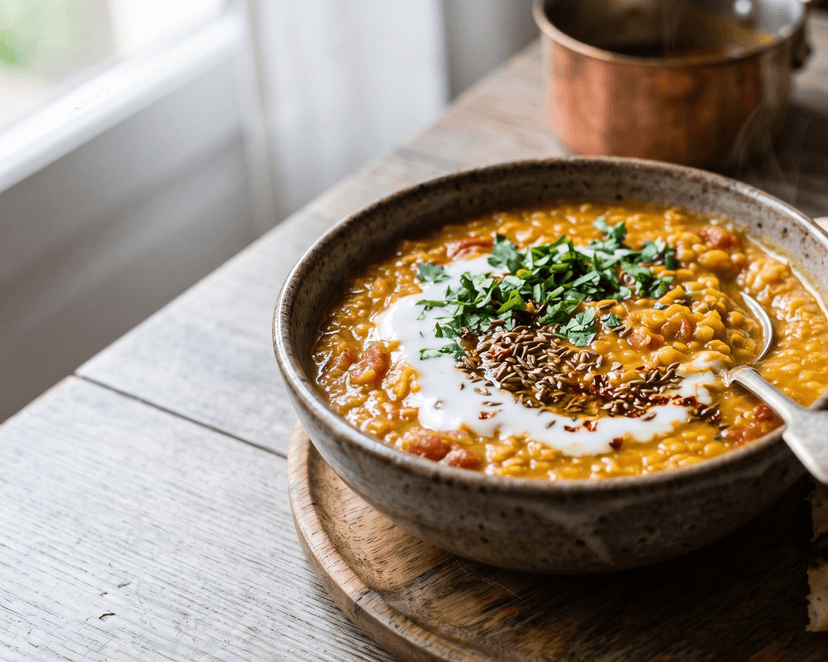 Dahl de lentilles corail au lait de coco