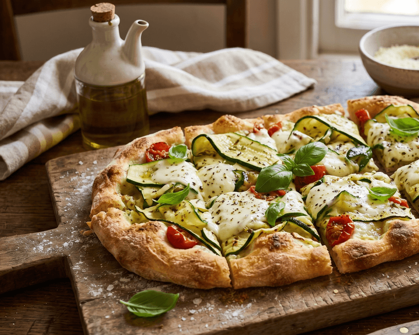 Pinsa courgettes et mozzarella