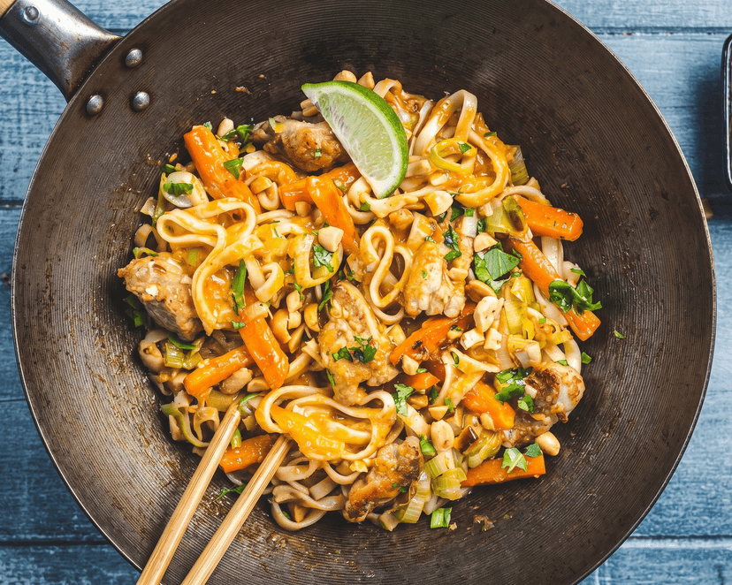 Wok de poulet et poireau